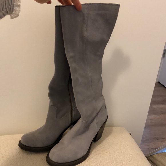 Calvin Klein suede gray leather high boots - Picture 2 of 8